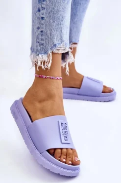 Damskie Big Star Shoes Damskie Klapki Big Star LL274431 Jasnofioletowe