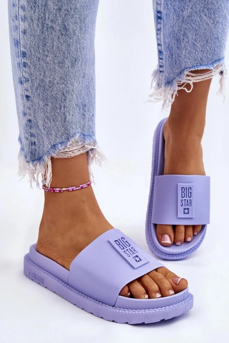 Damskie Big Star Shoes Damskie Klapki Big Star LL274431 Jasnofioletowe