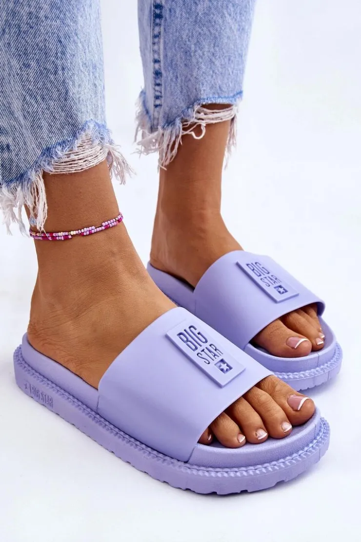 Damskie Big Star Shoes Damskie Klapki Big Star LL274431 Jasnofioletowe