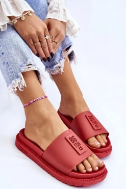 Big Star Shoes Klapki Sportowe|Klapki Damskie Big Star*Damskie Klapki Big Star LL274430 Czerwone Czerwony