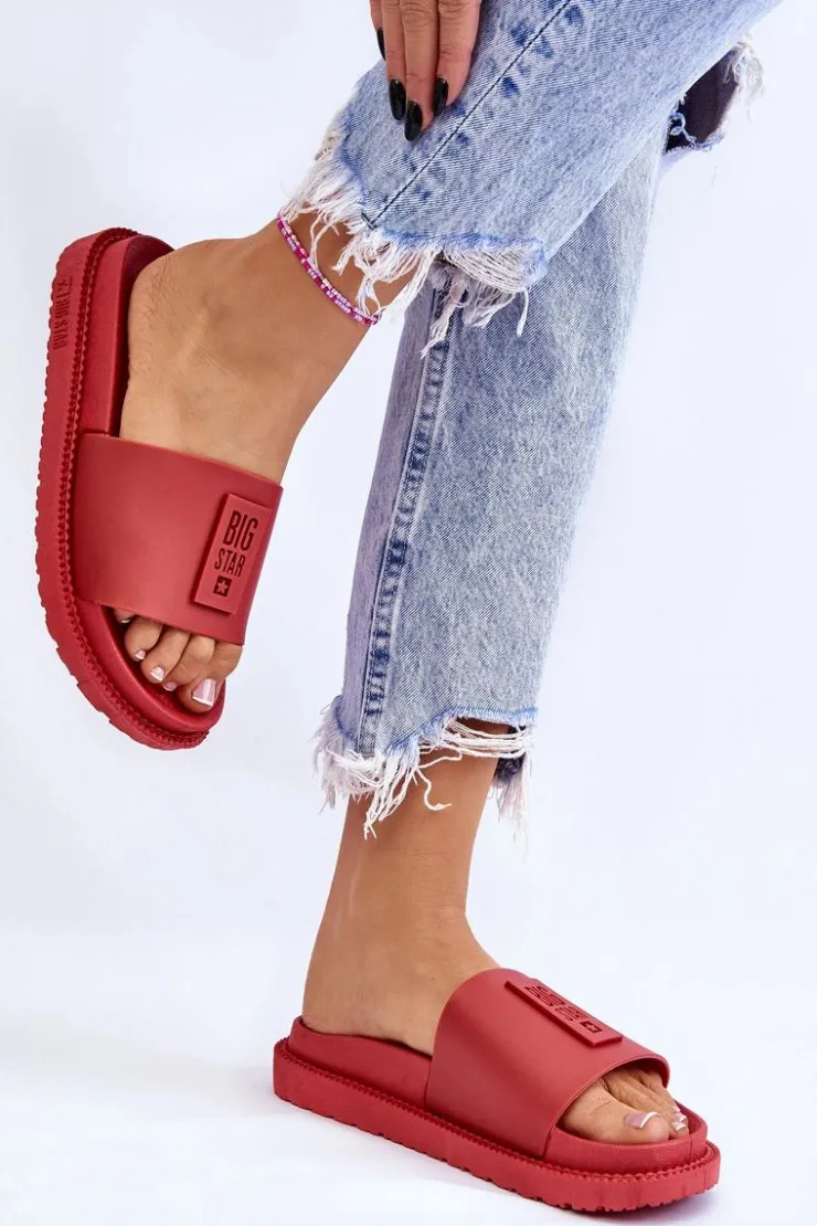 Big Star Shoes Klapki Sportowe|Klapki Damskie Big Star*Damskie Klapki Big Star LL274430 Czerwone Czerwony