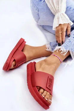 Big Star Shoes Klapki Sportowe|Klapki Damskie Big Star*Damskie Klapki Big Star LL274430 Czerwone Czerwony