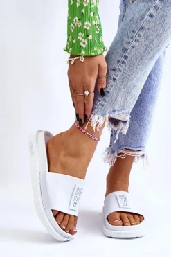 Sale Big Star Shoes Damskie Klapki Big Star LL274428 Białe Biały