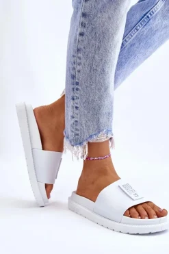 Sale Big Star Shoes Damskie Klapki Big Star LL274428 Białe Biały