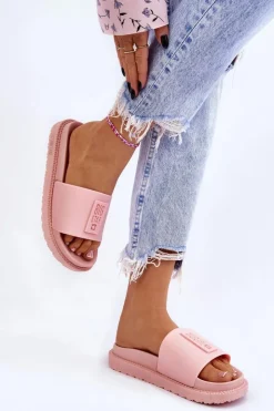 Sale Big Star Shoes Damskie Klapki Big Star LL274425 Jasnoróżowe Różowy