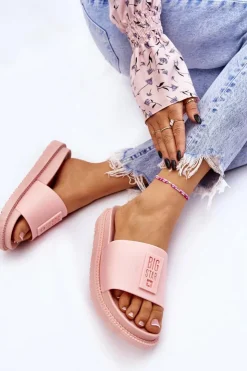 Sale Big Star Shoes Damskie Klapki Big Star LL274425 Jasnoróżowe Różowy