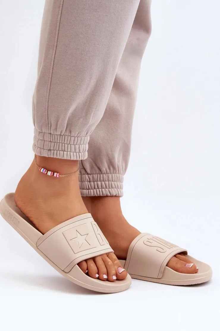 Clearance Big Star Shoes Damskie Klapki Big Star NN274A645 Beżowe Beżowy