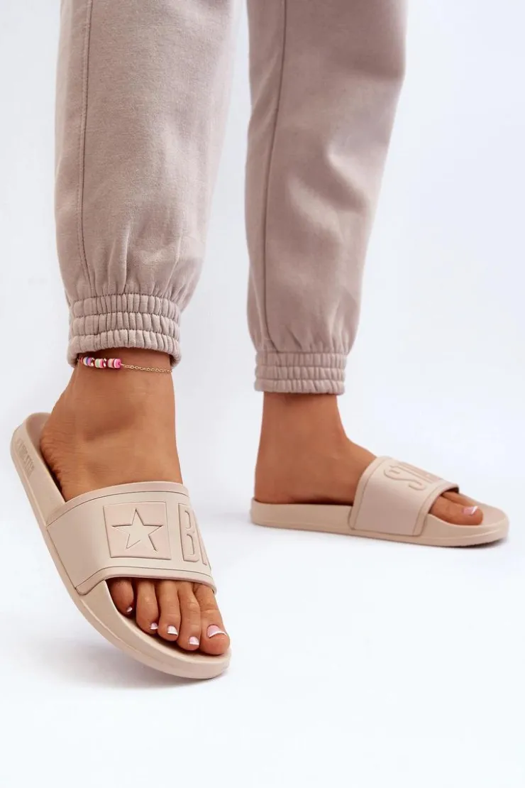 Clearance Big Star Shoes Damskie Klapki Big Star NN274A645 Beżowe Beżowy