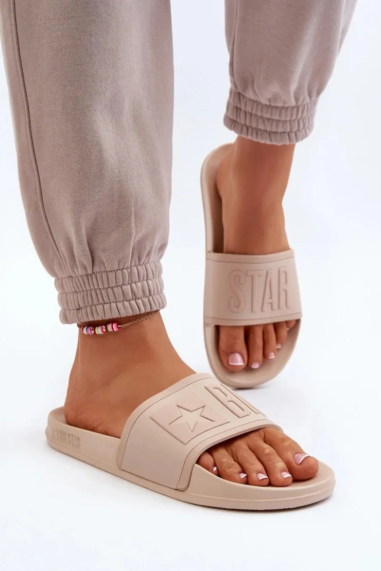 Clearance Big Star Shoes Damskie Klapki Big Star NN274A645 Beżowe Beżowy