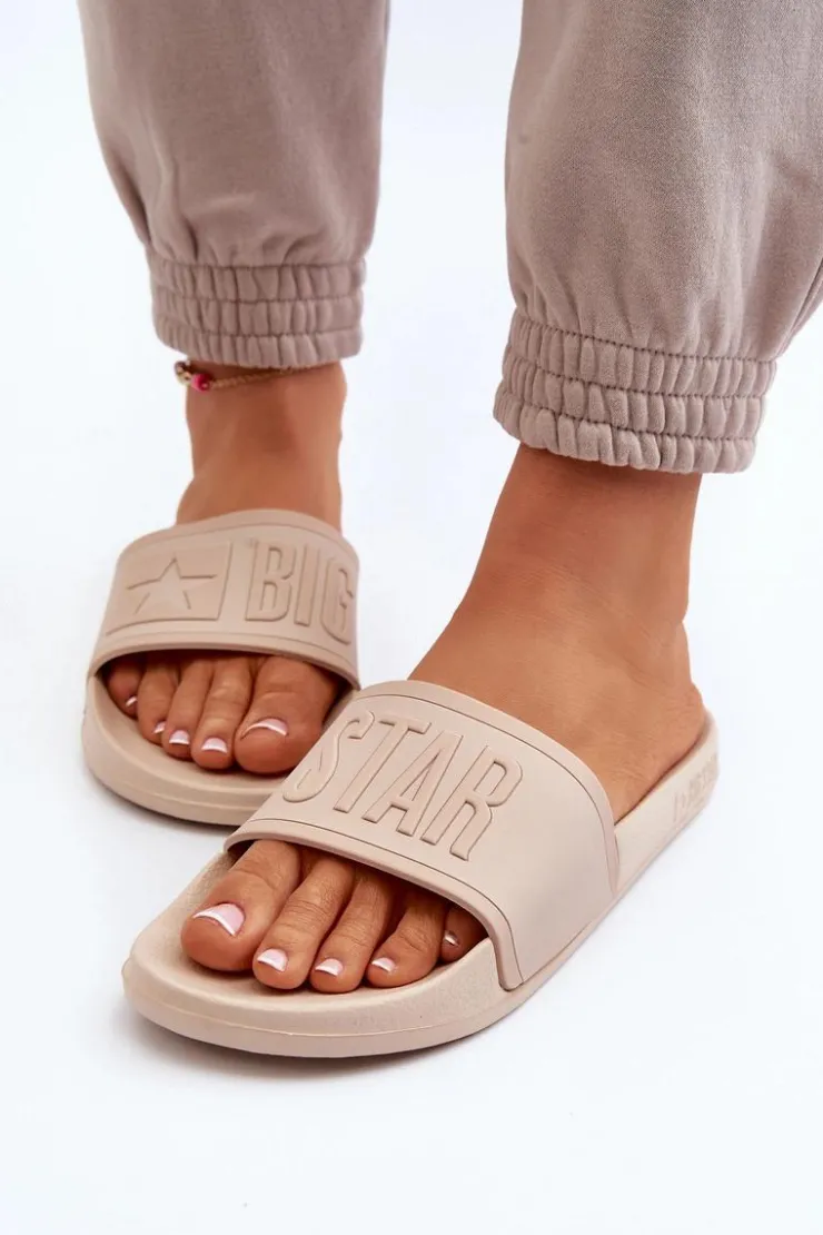 Clearance Big Star Shoes Damskie Klapki Big Star NN274A645 Beżowe Beżowy