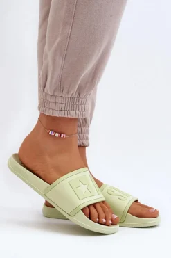 New Big Star Shoes Damskie Klapki Big Star NN274A646 Limonkowe