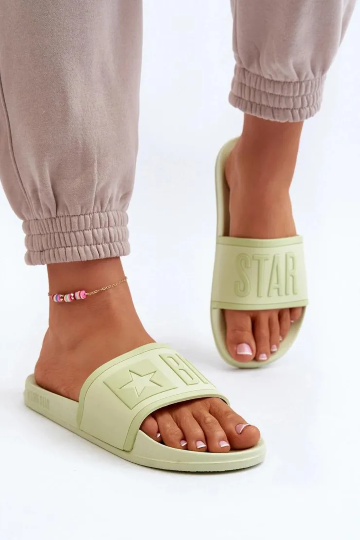 New Big Star Shoes Damskie Klapki Big Star NN274A646 Limonkowe