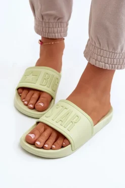 New Big Star Shoes Damskie Klapki Big Star NN274A646 Limonkowe