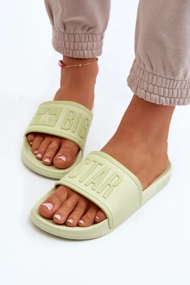 New Big Star Shoes Damskie Klapki Big Star NN274A646 Limonkowe