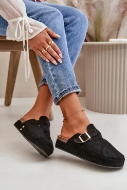 Boto Klapki Na Platformie|Klapki Damskie Klasyczne*Damskie Klapki Chodaki Na Platformie Ze Złotą Klamrą Czarne Terilaina