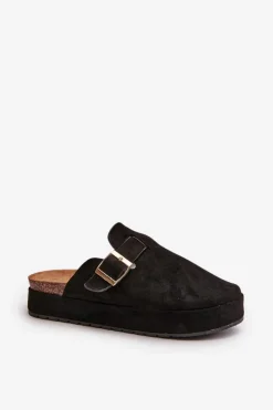 Boto Klapki Na Platformie|Klapki Damskie Klasyczne*Damskie Klapki Chodaki Na Platformie Ze Złotą Klamrą Czarne Terilaina