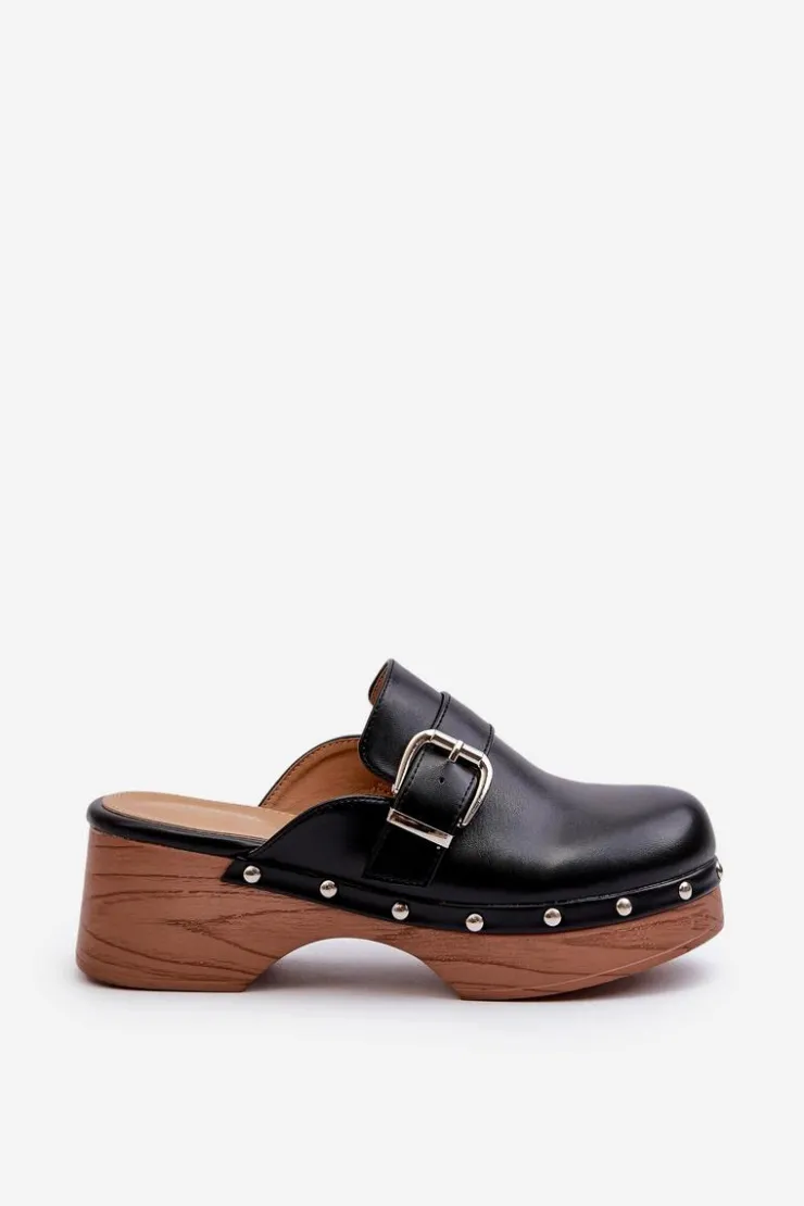 New Boto Damskie Klapki Chodaki Z Klamrą Czarne Seprilla