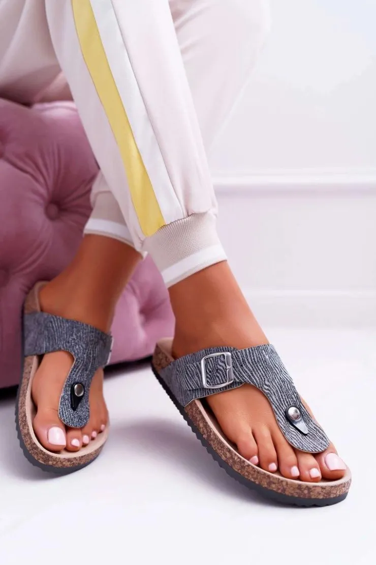 Damskie Boto Damskie Klapki Ciemnoszare Japonki Baisan