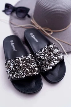 Damskie Boto Damskie Klapki Czarne Glamour