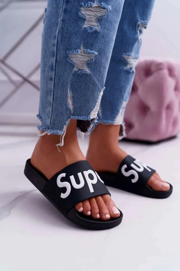 Boto Klapki Sportowe|Klapki Damskie Klasyczne*Damskie Klapki Czarne Super Losaria