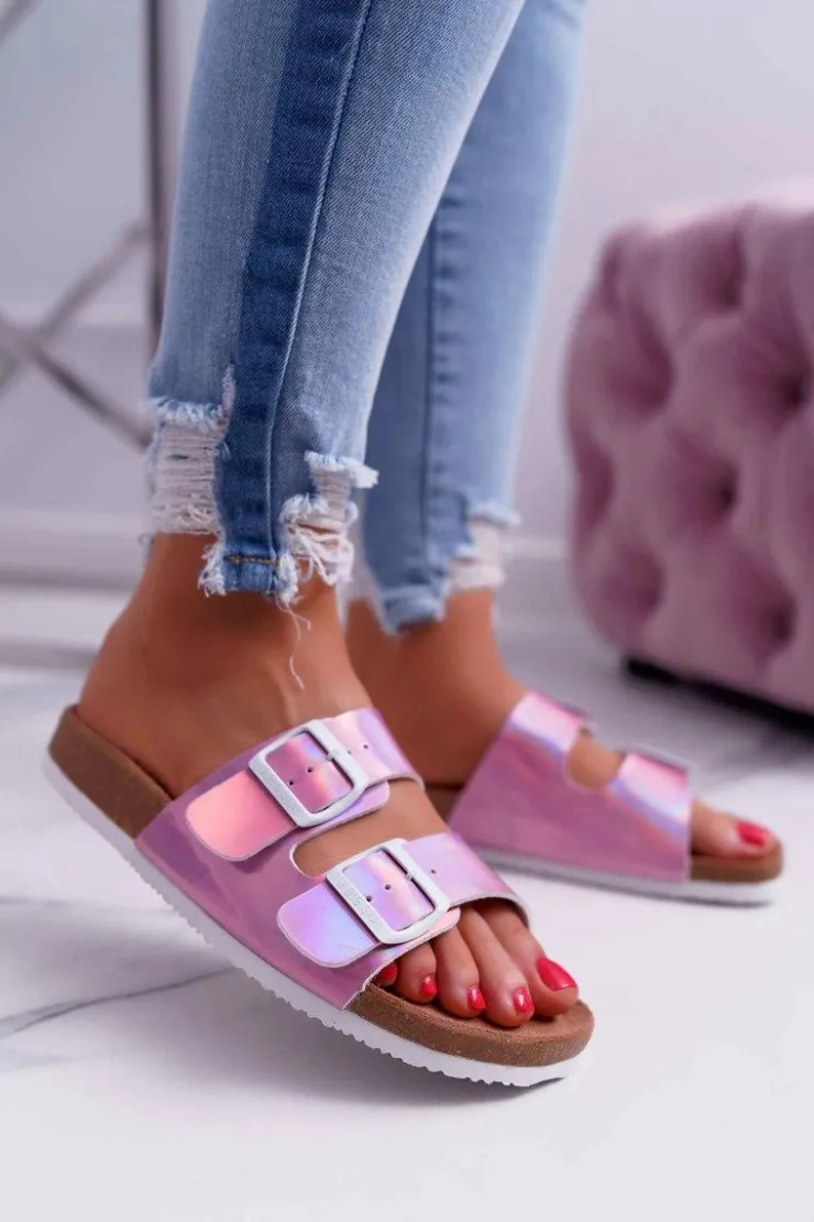 Big Star Shoes Klapki Damskie Big Star|Klapki Damskie Klasyczne*Damskie Klapki Fioletowe Big Star DD274136