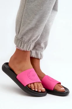 4F Klapki Sportowe|Klapki Damskie Klasyczne*Damskie Klapki MM00FFLIF045-55S Różowo-Czarne Różowy