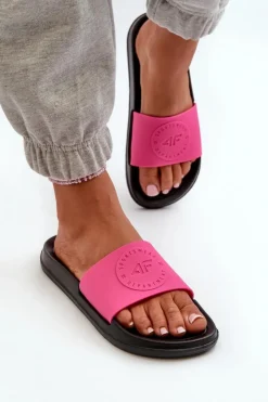 4F Klapki Sportowe|Klapki Damskie Klasyczne*Damskie Klapki MM00FFLIF045-55S Różowo-Czarne Różowy