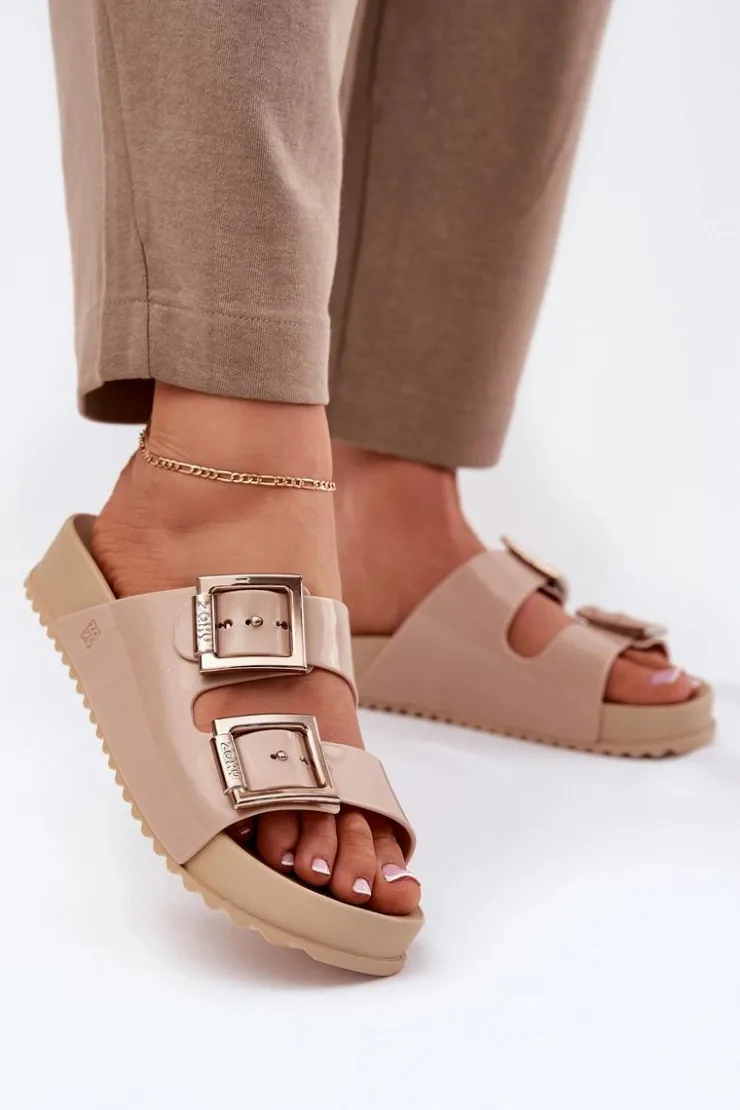 ZAXY Klapki Damskie Klasyczne*Damskie Klapki Gładkie Pachnące NN285092 Beżowe Beżowy