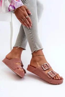 Damskie ZAXY Damskie Klapki Gładkie HH285156 Brudny Róż