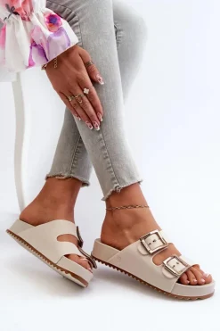 Clearance ZAXY Damskie Klapki Gładkie NN285058 Jasnobeżowe