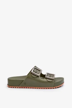 ZAXY Klapki Damskie Klasyczne*Damskie Klapki Gładkie NN285057 Ciemnozielone