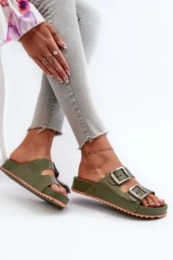 ZAXY Klapki Damskie Klasyczne*Damskie Klapki Gładkie NN285057 Ciemnozielone