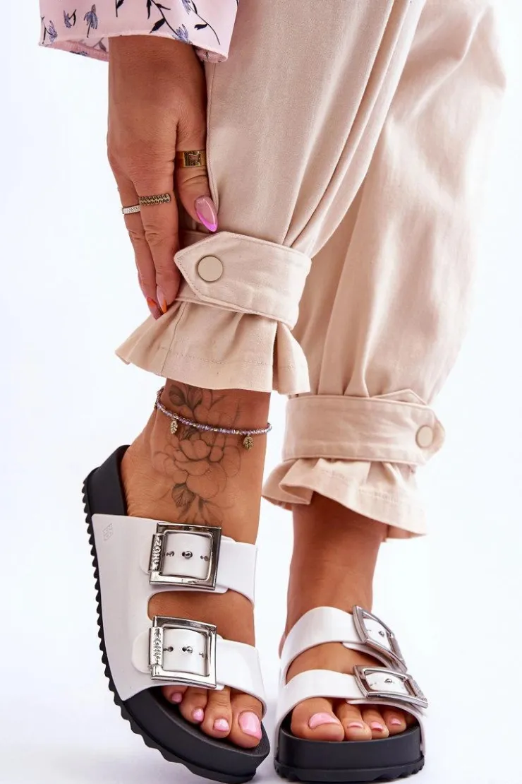 Damskie ZAXY Damskie Klapki Gładkie HH285159 Białe