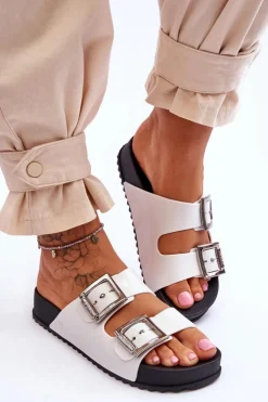 Damskie ZAXY Damskie Klapki Gładkie HH285159 Białe