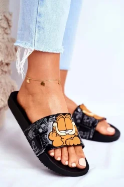 Damskie ZAXY Damskie Klapki Garfield Czarne FF285073