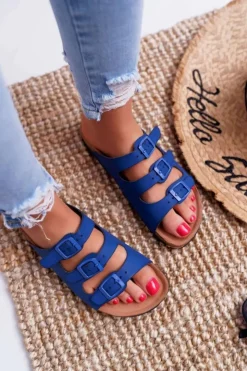 Outlet Boto Damskie Klapki Granatowe Big Star DD274140