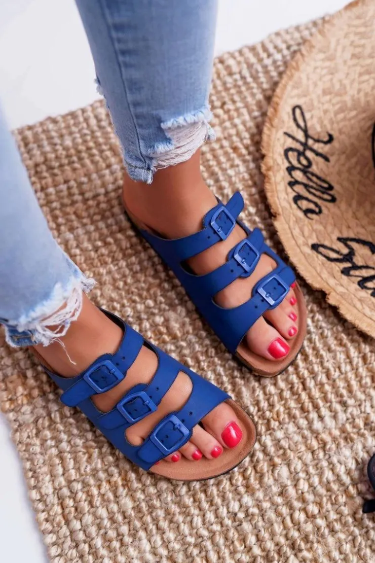 Outlet Boto Damskie Klapki Granatowe Big Star DD274140