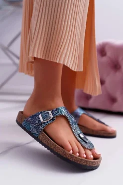 Outlet Boto Damskie Klapki Granatowe Japonki Baisan