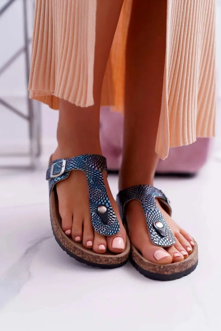 Outlet Boto Damskie Klapki Granatowe Japonki Baisan