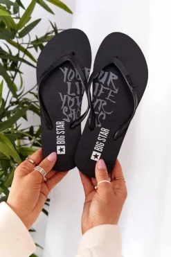 Big Star Shoes Klapki Damskie Big Star|Klapki Damskie Japonki*Damskie Klapki Japonki Big Star FF274A309 Czarne