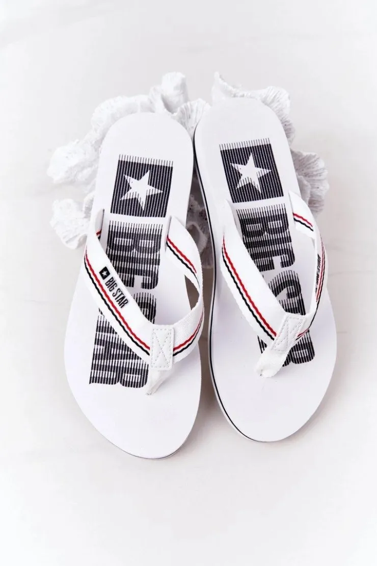 Damskie Big Star Shoes Damskie Klapki Japonki Big Star HH274A062 Białe