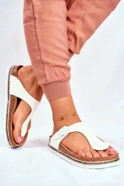 Big Star Shoes Klapki Damskie Big Star|Klapki Damskie Japonki*Damskie Klapki Japonki Big Star Białe FF274631