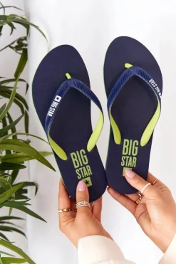 Online Big Star Shoes Damskie Klapki Japonki Big Star FF274A312 Granatowe