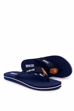 Clearance Big Star Shoes Damskie Klapki Japonki Big Star DD274A254 Granatowe