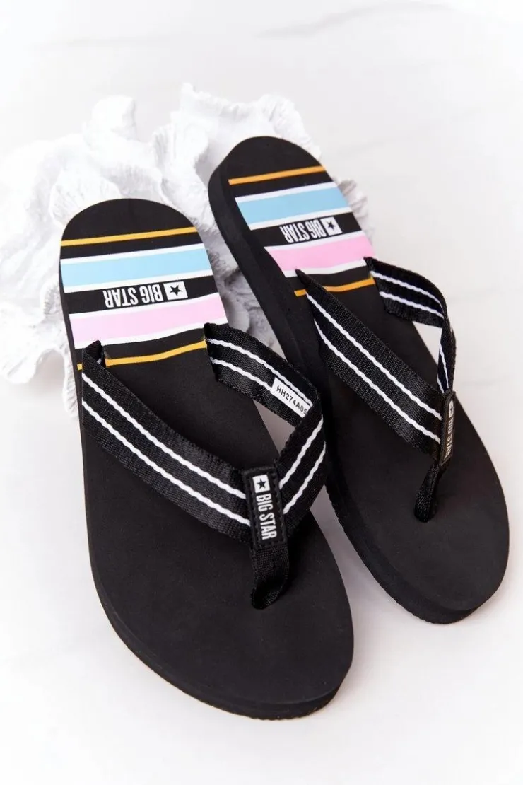 Big Star Shoes Klapki Damskie Big Star|Klapki Damskie Japonki*Damskie Klapki Japonki Big Star HH274A057 Czarne
