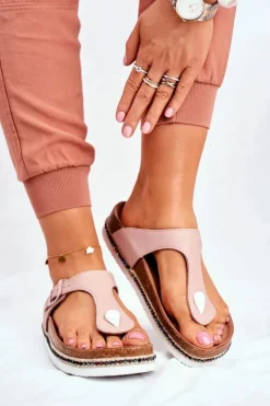 Damskie Big Star Shoes Damskie Klapki Japonki Big Star Różowe FF274636