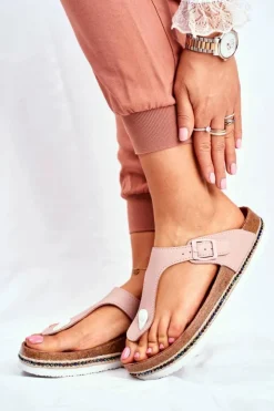 Damskie Big Star Shoes Damskie Klapki Japonki Big Star Różowe FF274636