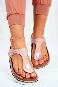 Damskie Big Star Shoes Damskie Klapki Japonki Big Star Różowe FF274636