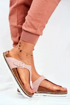 Damskie Big Star Shoes Damskie Klapki Japonki Big Star Różowe FF274636