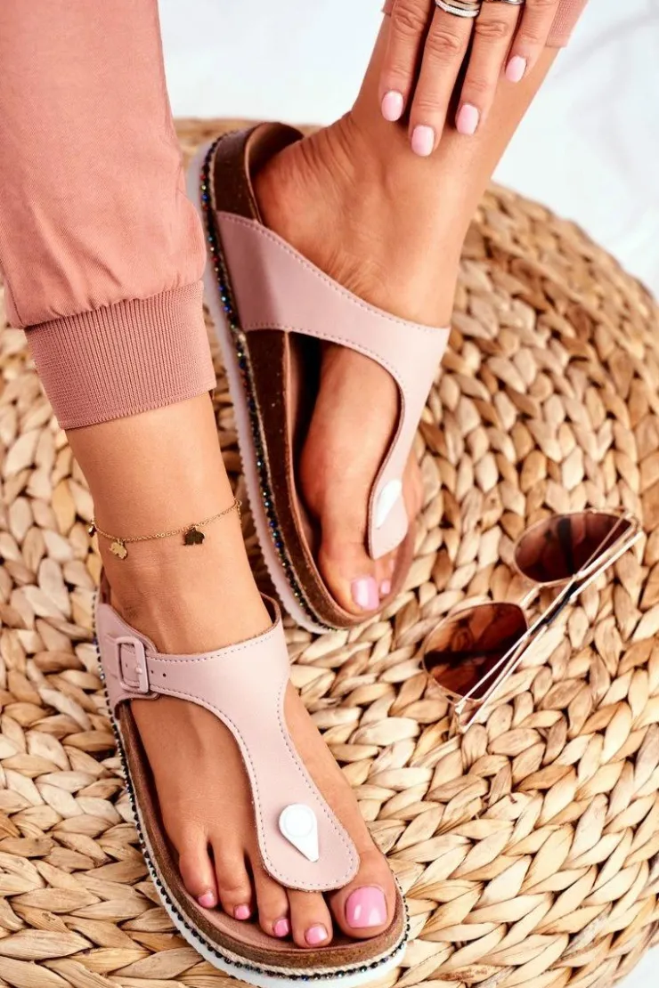 Damskie Big Star Shoes Damskie Klapki Japonki Big Star Różowe FF274636